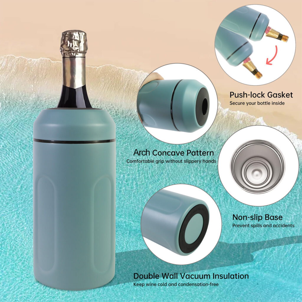 Double-wall vacuum insulation wine bottle chiller